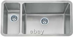 1.5 Bowl Brushed Stainless Steel Undermount Kitchen Sink (D02R)