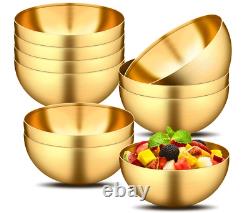 10 Gold Stainless Steel Mixing Bowls 24oz Salad, Soup, Rice & Snack Bowls El