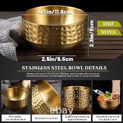 10 Pcs 4.5 in Gold Stainless Steel Bowls Small, 13Oz Double Walled Soup Bowls, T