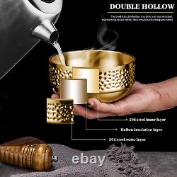 10 Pcs 4.5 in Gold Stainless Steel Bowls Small, 13Oz Double Walled Soup Bowls, T