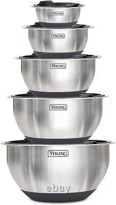 10-Piece Stainless Steel Mixing, Prep and Serving Bowl Set, Black