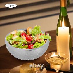 10Pcs 1L Stackable Stainless Steel Salad Bowl Insulated Salad Bowl Anti-slip Pad