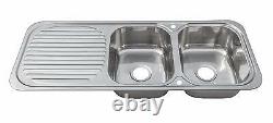 1180 x 480mm Polished Inset Reversible 2.0 Bowl Stainless Steel Kitchen Sink E10