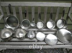 12pc Vtg ROME NY Revere Ware Lot Copper Clad Fry Pans Saucepans 3 Mixing Bowls