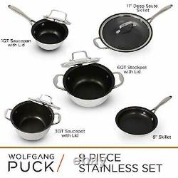15-Piece Stainless Steel Cookware Set with Mixing Bowls Scratch-Resistant