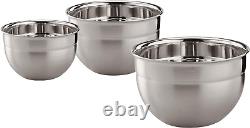 15700 Stainless Steel 3 Piece Set for Mixing Prep Serving Bowls 1.7Qt, 3.3Qt, 5