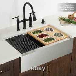 16.75 in. Workstation Kitchen Sink Composite Serving Board Set with Stainless