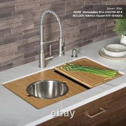 16.75 in. Workstation Kitchen Sink Serving Board Set with Stainless Steel Mixing
