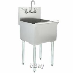 18 x 18' x 13 WITH FAUCET Stainless Steel Commercial Utility Sink Bowl Mop Prep