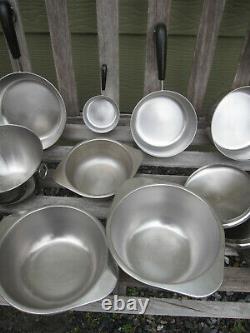 19pc Lot Revere Ware Copper Clad Fry Pans Saucepans + Mixing Bowl Set Dbl Boiler