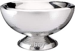 1X Hammered 3-Gallon Stainless Steel Doublewall Punch Bowl, NEW