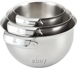 1X Provisions Stainless Steel Mixing Bowl Set, 3-Piece, NEW