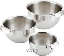 1X Provisions Stainless Steel Mixing Bowl Set, 3-Piece, NEW