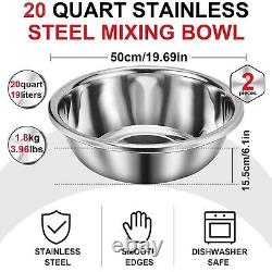 2 Pack Large Mixing Bowl Oversized All Purpose 304 Stainless Steel Bowls Poli