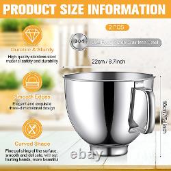 2 Pcs 4.5 QT Stainless Steel Mixer Bowl, Silver Polished Mixing Bowls with Handl