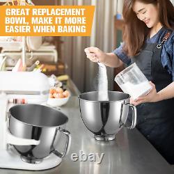 2 Pcs 4.5 QT Stainless Steel Mixer Bowl, Silver Polished Mixing Bowls with Handl