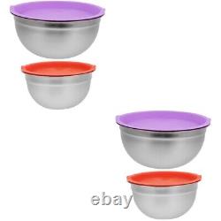 2 Pcs Stainless Steel Egg Beater Spinner Salad Baking Dish with Lid Bowls