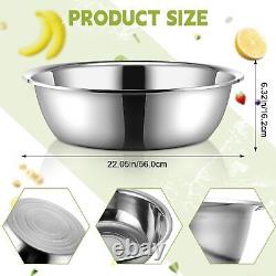 2 Pieces Stainless Steel Mixing Bowl Oversized All Purpose Steel Bowl Metal B