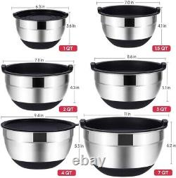 20PC Stainless Steel Mixing Bowls Set with Airtight Lids & Non-Slip Bottoms