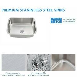 23 Stainless Steel Undermount Single Bowl Rectangle Kitchen Sink with grate