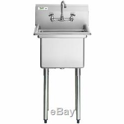 24 WITH FAUCET 18 x 18 x 12 Bowl Stainless Steel Commercial Utility Sink NSF