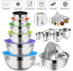 27PCS Mixing Bowls with Lid Set Stainless Steel Nesting Bowls, Measuring Cups