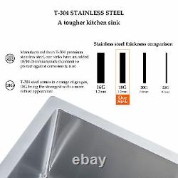 28 x 18 x 9 Deep Stainless Steel Single Bowl 18 Gauge Undermount Kitchen Sink