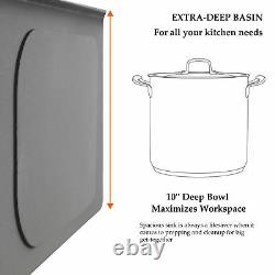 28 x 18 x 9 Deep Stainless Steel Single Bowl 18 Gauge Undermount Kitchen Sink