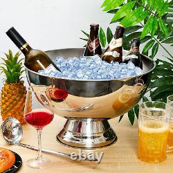 3 Gallon 12L Stainless Steel Champagne Bucket Punch Bowl with Ladle Ice Bucket f