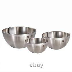 3 Piece Heavy Gauge Stainless Steel Baking Prep Mixing Bowls