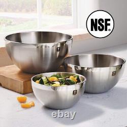 3 Piece Heavy Gauge Stainless Steel Baking Prep Mixing Bowls