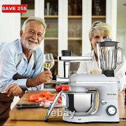 3 in 1 Stand Mixer Meat Grinder Juice Extractor Silver Tilt-Head with 7QT Bowl