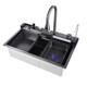 30 Flying Rain Stainless Steel Waterfall Kitchen Sink With Faucet Single Bowl