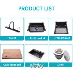 30 Flying Rain Stainless Steel Waterfall Kitchen Sink with Faucet Single Bowl