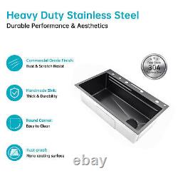 30 Flying Rain Stainless Steel Waterfall Kitchen Sink with Faucet Single Bowl