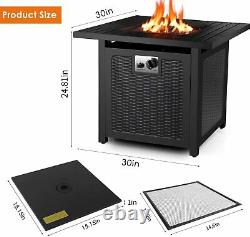 30 Propane Gas Fire Pit with Waterproof Table Cover Auto-Ignition 50,000 BTU