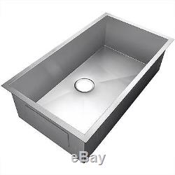 30 Single Bowl Undermount 16 Gauge 304 Stainless Steel Kitchen Sink Zero Radius