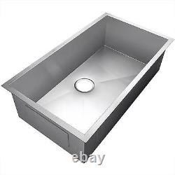 30 Single Bowl Undermount 16 Gauge Stainless Steel Kitchen Sink Zero Radius New