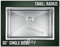 30 Single Bowl Undermount Combo Stainless Steel Kitchen Sink Small Radius