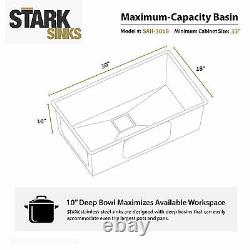 30 inch Undermount Single Bowl Stainless Steel Kitchen Sink Zero Radius Package