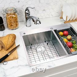 304 Stainless Steel Double Bowl Premium Dual Basin Kitchen Sink with Strainer New