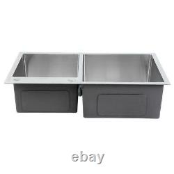 304 Stainless Steel Double Bowl Squre Kitchen Wash Basin Top/Undermount Sink
