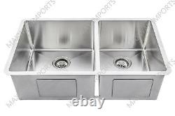 32 3/4x19 Double Bowl 60/ 40 Stainless Steel T-304 Undermount Kitchen Sink R15