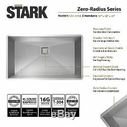 32 inch Undermount Single Bowl Stainless Steel Kitchen Sink Zero Radius Package