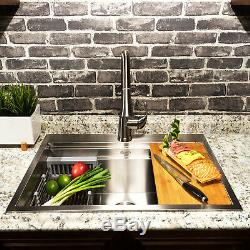 32 x 22 x 9 Top Mount Handmade Stainless Steel Single Bowl Kitchen Sink