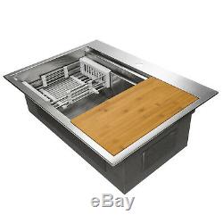 32 x 22 x 9 Top Mount Handmade Stainless Steel Single Bowl Kitchen Sink