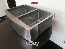 33 Stainless Steel Kitchen Farm Sink Curved Front Dual Bowl