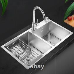 33 x 18 x 9 Stainless Steel Double Bowl 16 Gauge Kitchen Sink Topmount New