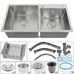 33 x 18 x 9 Stainless Steel Double Bowl 16 Gauge Kitchen Sink Topmount New