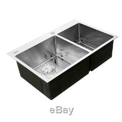 33 x 22 x 9 Stainless Steel Double Bowl Kitchen Sink Large Capacity New